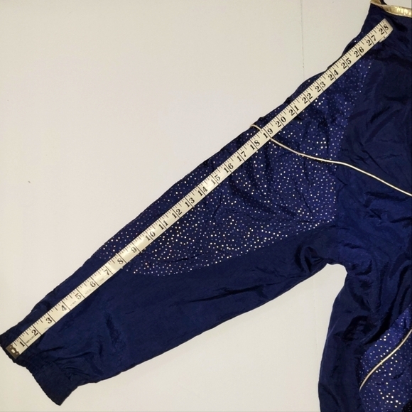 Vintage Cabin Creek Navy Blue and Gold Mock Neck Full Zip windbreaker jacket - Picture 8 of 12